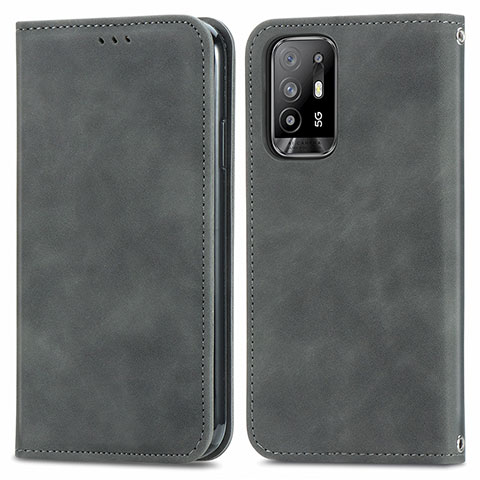 Coque Portefeuille Livre Cuir Etui Clapet S04D pour Oppo F19 Pro+ Plus 5G Gris