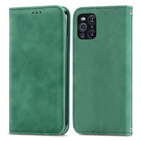 Coque Portefeuille Livre Cuir Etui Clapet S04D pour Oppo Find X3 5G Vert