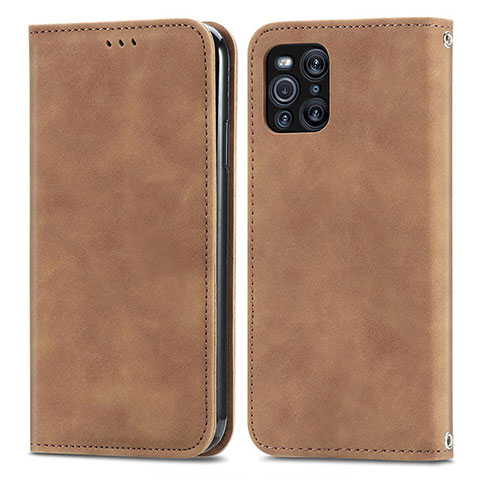 Coque Portefeuille Livre Cuir Etui Clapet S04D pour Oppo Find X3 Pro 5G Marron