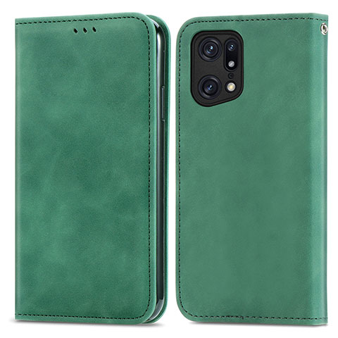 Coque Portefeuille Livre Cuir Etui Clapet S04D pour Oppo Find X5 5G Vert