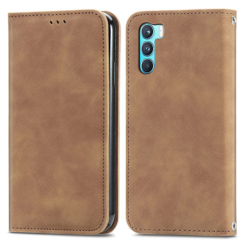 Coque Portefeuille Livre Cuir Etui Clapet S04D pour Oppo K9 Pro 5G Marron