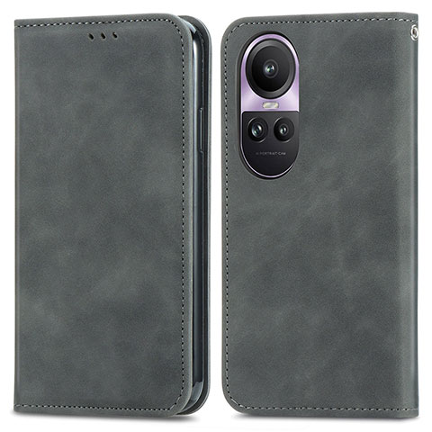 Coque Portefeuille Livre Cuir Etui Clapet S04D pour Oppo Reno10 5G Gris