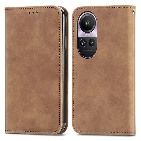 Coque Portefeuille Livre Cuir Etui Clapet S04D pour Oppo Reno10 5G Marron