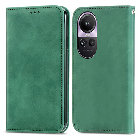 Coque Portefeuille Livre Cuir Etui Clapet S04D pour Oppo Reno10 5G Vert