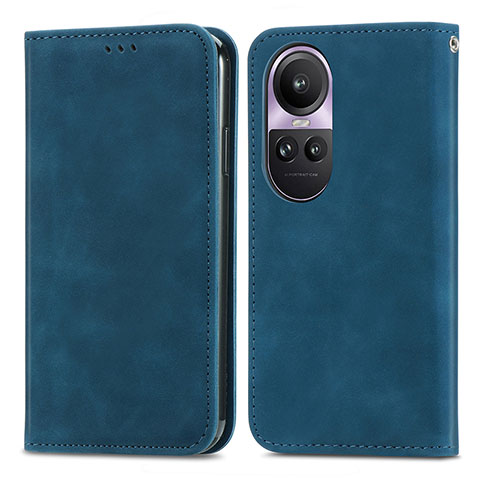 Coque Portefeuille Livre Cuir Etui Clapet S04D pour Oppo Reno10 Pro 5G Bleu