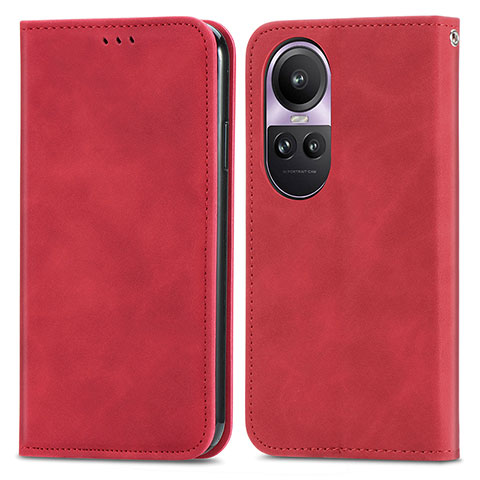 Coque Portefeuille Livre Cuir Etui Clapet S04D pour Oppo Reno10 Pro 5G Rouge