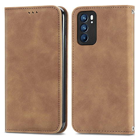 Coque Portefeuille Livre Cuir Etui Clapet S04D pour Oppo Reno6 5G Marron