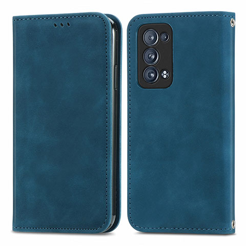 Coque Portefeuille Livre Cuir Etui Clapet S04D pour Oppo Reno6 Pro 5G Bleu