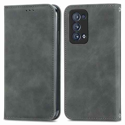 Coque Portefeuille Livre Cuir Etui Clapet S04D pour Oppo Reno6 Pro 5G Gris