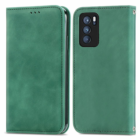 Coque Portefeuille Livre Cuir Etui Clapet S04D pour Oppo Reno6 Pro 5G India Vert