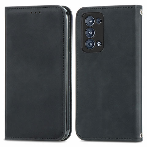 Coque Portefeuille Livre Cuir Etui Clapet S04D pour Oppo Reno6 Pro 5G Noir