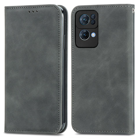 Coque Portefeuille Livre Cuir Etui Clapet S04D pour Oppo Reno7 Pro 5G Gris