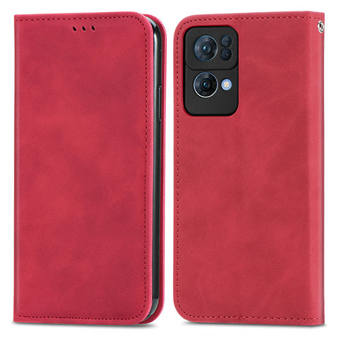 Coque Portefeuille Livre Cuir Etui Clapet S04D pour Oppo Reno7 Pro 5G Rouge