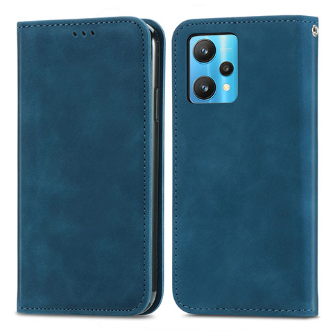 Coque Portefeuille Livre Cuir Etui Clapet S04D pour Realme 9 5G Bleu