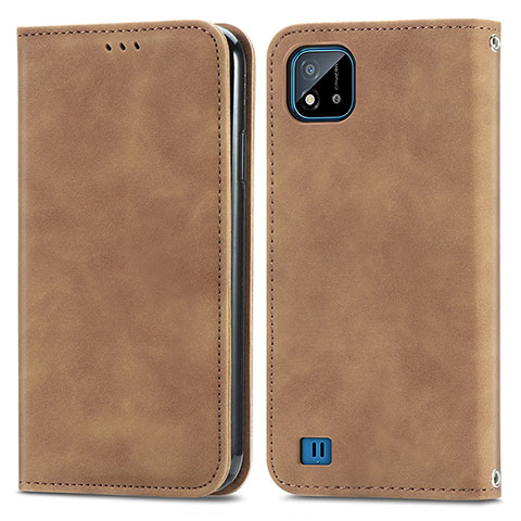 Coque Portefeuille Livre Cuir Etui Clapet S04D pour Realme C11 (2021) Marron