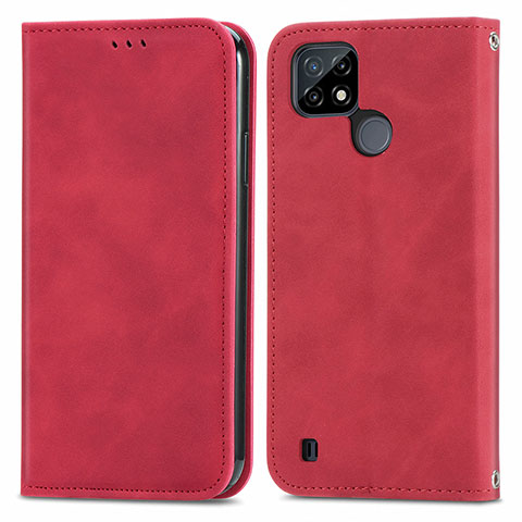 Coque Portefeuille Livre Cuir Etui Clapet S04D pour Realme C21 Rouge