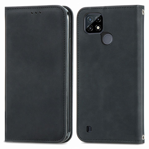 Coque Portefeuille Livre Cuir Etui Clapet S04D pour Realme C25Y Noir