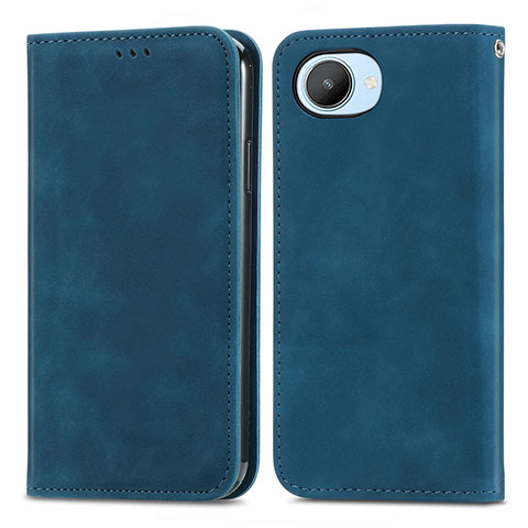 Coque Portefeuille Livre Cuir Etui Clapet S04D pour Realme C30 Bleu