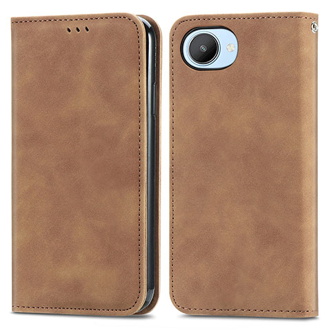 Coque Portefeuille Livre Cuir Etui Clapet S04D pour Realme C30 Marron