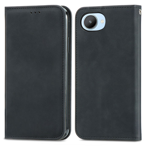 Coque Portefeuille Livre Cuir Etui Clapet S04D pour Realme C30 Noir