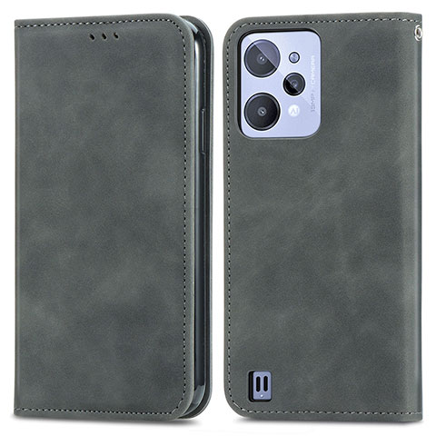 Coque Portefeuille Livre Cuir Etui Clapet S04D pour Realme C31 Gris