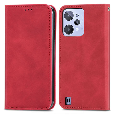 Coque Portefeuille Livre Cuir Etui Clapet S04D pour Realme C31 Rouge