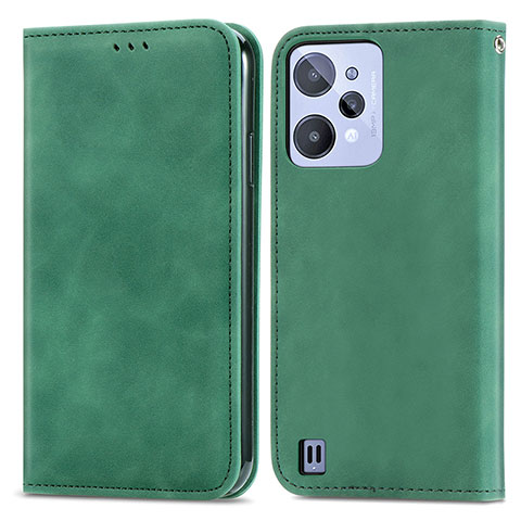 Coque Portefeuille Livre Cuir Etui Clapet S04D pour Realme C31 Vert