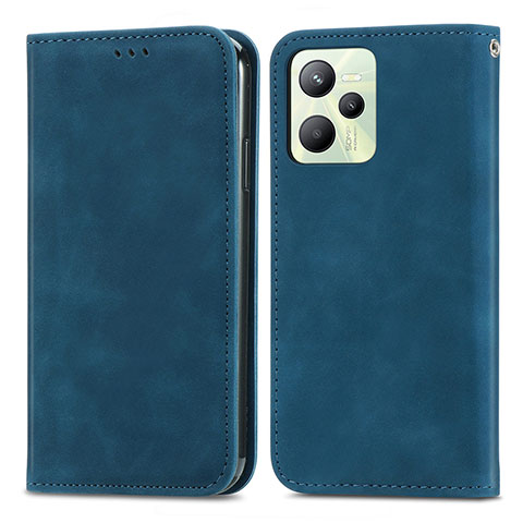 Coque Portefeuille Livre Cuir Etui Clapet S04D pour Realme C35 Bleu