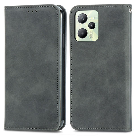 Coque Portefeuille Livre Cuir Etui Clapet S04D pour Realme C35 Gris