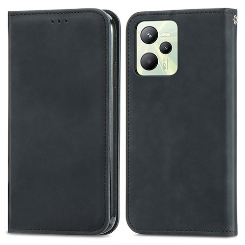 Coque Portefeuille Livre Cuir Etui Clapet S04D pour Realme C35 Noir