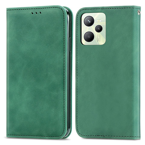 Coque Portefeuille Livre Cuir Etui Clapet S04D pour Realme C35 Vert