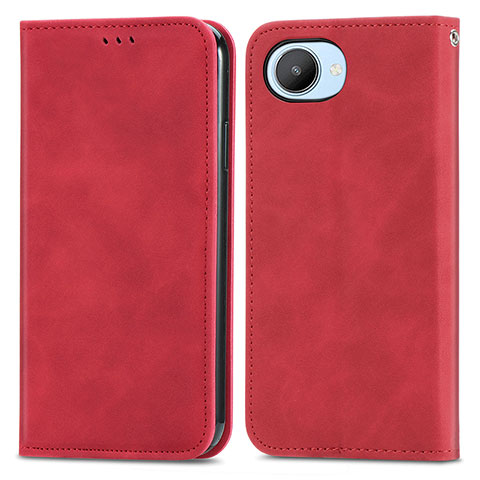 Coque Portefeuille Livre Cuir Etui Clapet S04D pour Realme Narzo 50i Prime Rouge