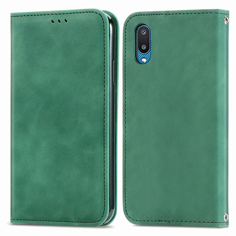 Coque Portefeuille Livre Cuir Etui Clapet S04D pour Samsung Galaxy A02 Vert