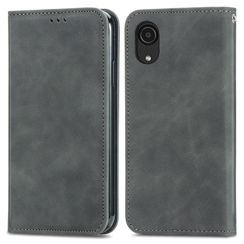 Coque Portefeuille Livre Cuir Etui Clapet S04D pour Samsung Galaxy A03 Core Gris