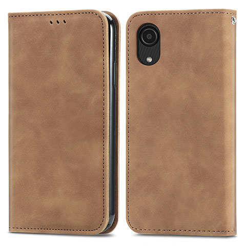 Coque Portefeuille Livre Cuir Etui Clapet S04D pour Samsung Galaxy A03 Core Marron