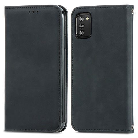 Coque Portefeuille Livre Cuir Etui Clapet S04D pour Samsung Galaxy A03s Noir