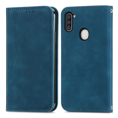 Coque Portefeuille Livre Cuir Etui Clapet S04D pour Samsung Galaxy A11 Bleu