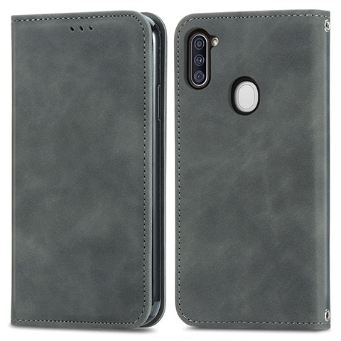 Coque Portefeuille Livre Cuir Etui Clapet S04D pour Samsung Galaxy A11 Gris