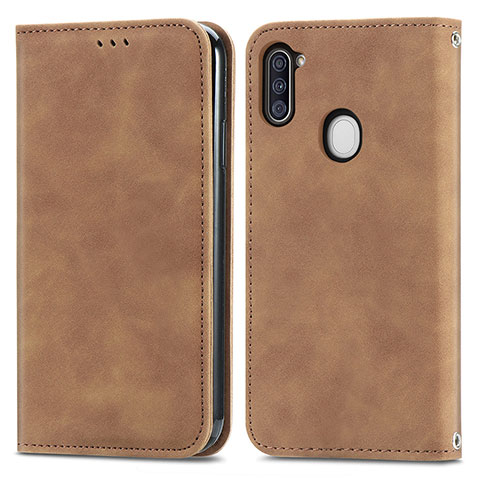 Coque Portefeuille Livre Cuir Etui Clapet S04D pour Samsung Galaxy A11 Marron