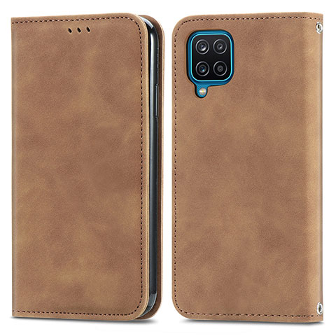 Coque Portefeuille Livre Cuir Etui Clapet S04D pour Samsung Galaxy A12 5G Marron