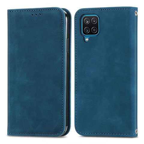 Coque Portefeuille Livre Cuir Etui Clapet S04D pour Samsung Galaxy A12 Bleu