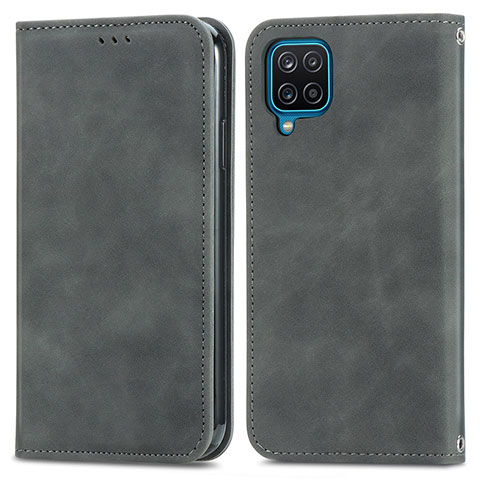 Coque Portefeuille Livre Cuir Etui Clapet S04D pour Samsung Galaxy A12 Gris