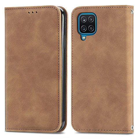 Coque Portefeuille Livre Cuir Etui Clapet S04D pour Samsung Galaxy A12 Nacho Marron