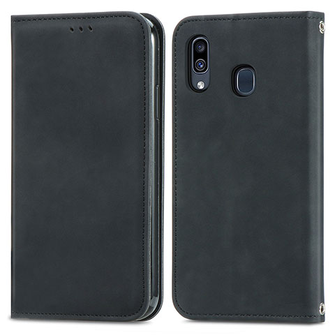 Coque Portefeuille Livre Cuir Etui Clapet S04D pour Samsung Galaxy A20 Noir