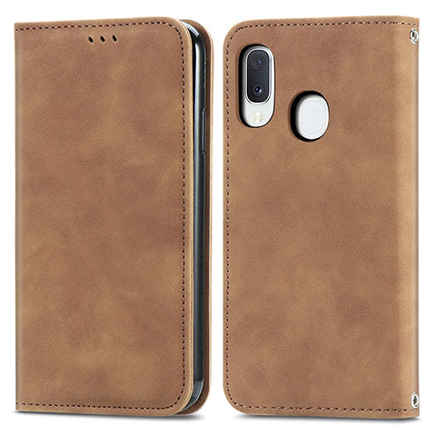 Coque Portefeuille Livre Cuir Etui Clapet S04D pour Samsung Galaxy A20e Marron