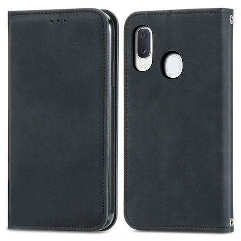 Coque Portefeuille Livre Cuir Etui Clapet S04D pour Samsung Galaxy A20e Noir