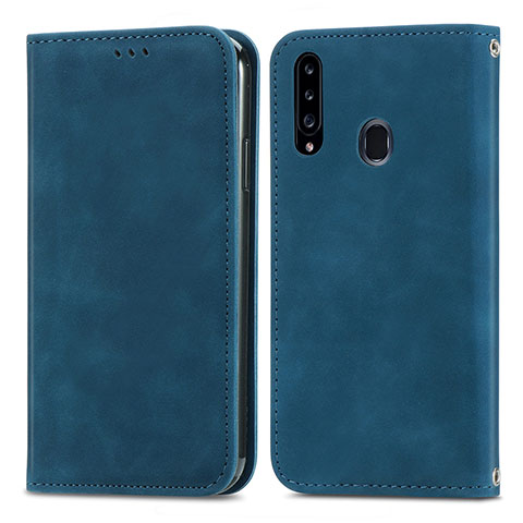 Coque Portefeuille Livre Cuir Etui Clapet S04D pour Samsung Galaxy A20s Bleu