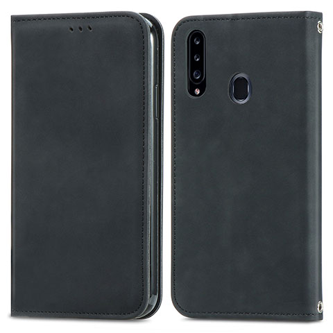 Coque Portefeuille Livre Cuir Etui Clapet S04D pour Samsung Galaxy A20s Noir