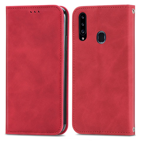 Coque Portefeuille Livre Cuir Etui Clapet S04D pour Samsung Galaxy A20s Rouge