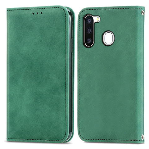 Coque Portefeuille Livre Cuir Etui Clapet S04D pour Samsung Galaxy A21 European Vert